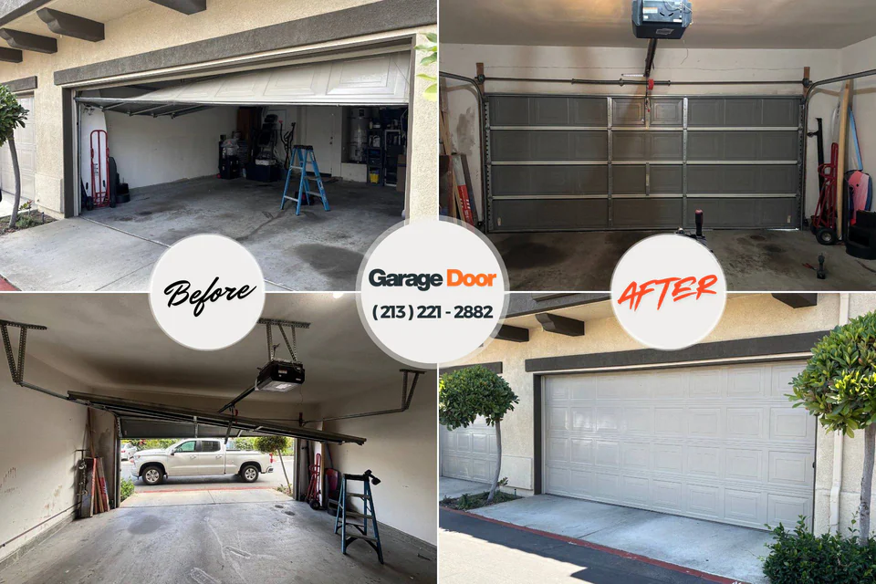 Before and after: garage door repair Versailles, PA